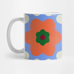 Retro Mandala Flower Orange Blue and Yellow Mug